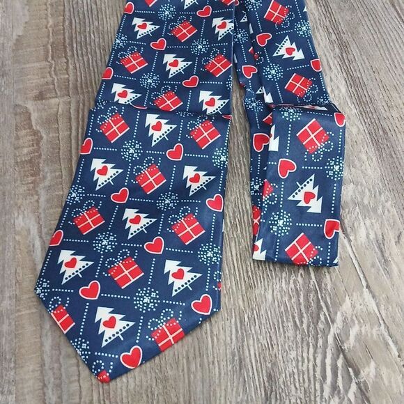 Christmas Necktie Christmas Party Fun Christmas Theme Print Tie Christmas trees - Picture 1 of 6